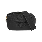 TORY BURCH Miller 荔枝紋雙拉鍊迷你相機包 (黑色)
