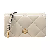 TORY BURCH KIRA 菱格紋鏈帶翻蓋斜背包- 沙色