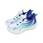 Fila 慢跑鞋 J405A 中大童 白 藍 拼接 旋鈕 斐樂 運動鞋 3J405A631 19cm WHITE/BLUE