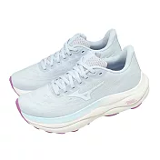 Mizuno 美津濃 慢跑鞋 Wave Sky 9 女鞋 藍 緩震 運動鞋 J1GD2502-73 23cm GRAY/BLUE
