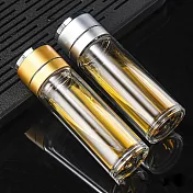 CS22 雙層玻璃茶水分離按壓杯(500ml) 神秘銀