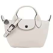 LONGCHAMP LE PLIAGE XTRA系列牛皮手提/斜背兩用水餃包(迷你) 白紙