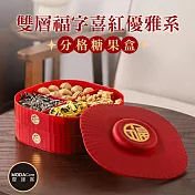 摩達客◉春節開運招財◉雙層福字喜紅優雅系分格糖 果盒 新年開春好運到