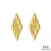 【點睛品】YuYu系列 菱形波光 鑽石黃金耳環_大 (一對)