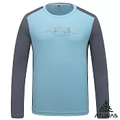 【ATUNAS 歐都納】男款循環抑菌長袖排汗T恤/防曬圖T/大尺碼A1TSHH01MC- M 淺灰