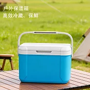食品級輕便保溫箱 手提式5.5L保鮮冰桶 露營釣魚適用 三合一鮮冷熱保溫箱 藍色冰桶+冰袋*6