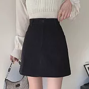 BJ COLLECTION 日系純色燈芯絨布防走光內裡傘擺短裙BJC40052 FREE 黑色