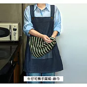 牛仔可擦手圍裙 綠巾