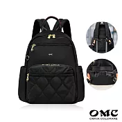 【OMC】(葫蘆紋附胸扣)必buy寬側袋旅行休閒後背包23531 黑色