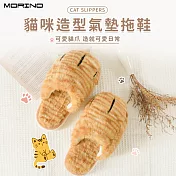 可愛貓爪造型保暖止滑拖鞋-單雙(2色選)- 橘貓爪