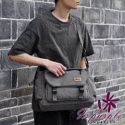 【iSPurple】時尚潮流 大容量帆布單斜肩背郵差包/顏色可選 灰色