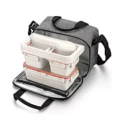 《tescoma》Freshbox肩背保冷袋+保鮮餐具組(岩灰) | 保溫袋 保冰袋 便當袋 手提袋 野餐包 野餐袋 保鮮盒 便當盒