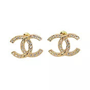 CHANEL 香奈兒 水鑽logo耳環- 水鑽logo