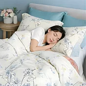 【AGAPE雅家倍】MIT台灣製《頂級60支》100%純天絲 雙人5x6.2尺鋪棉兩用被床包四件組(花色任選) 靜藍花序