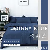 【AGAPE雅家倍】MIT台灣製 經典素色《頂級60支》100%純天絲 雙人5x6.2尺鋪棉兩用被床包四件組(花色任選) 深霧藍