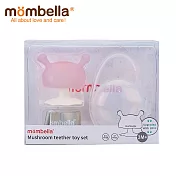 英國《mombella》啾比小蘑菇固齒器套組 櫻桃粉