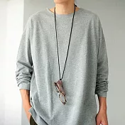 日本Antiqua｜一再回購｜100%純棉長袖T恤｜清爽俐落｜包色基本款｜單穿疊穿男女適用 L 淺灰