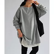 日本Antiqua｜一再回購｜100%純棉長袖T恤｜清爽俐落｜包色基本款｜單穿疊穿男女適用 L 淺灰