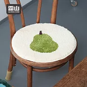 【日本霜山】插畫風圓形長絨毛椅墊/防滑坐墊(直徑40cm)- 西洋梨