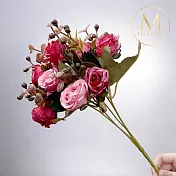【Floral M】法式復古玫瑰小花園仿真花花材(1入組)- 艷麗粉