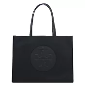 TORY BURCH ELLA 經典立體LOGO尼龍托特包(大)- 黑色