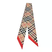 BURBERRY經典格紋窄版雙色絲巾- 鵝卵石白