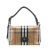 BURBERRY Highlands格紋鏈帶迷你馬鞍肩背包- 沙色
