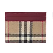 BURBERRY 經典格紋皮革卡片夾- 卡其/紅棕