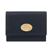 BURBERRY Cotswolds小牛皮翻蓋短夾- 黑色