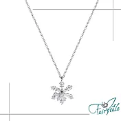 【伊飾童話】晶亮雪花 韓風鋯石可旋轉鎖骨項鍊/銀 鋯石