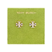 TORY BURCH Kira Pave 經典標誌水鑽針式耳環 (金色)
