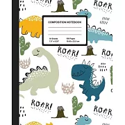 Composition Notebook: Roaring Dinosaurs - Wide Ruled Paper Journal - Blank Lined Workbook for Teens Kids Students Girls, for Home School & W
