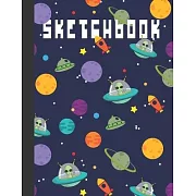 Sketchbook: Cool Blank Notebook for Sketching and Picture Space with Aliens, Galaxy and Planets, Unlined Paper Book for Drawing, J