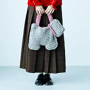 Ame LIFE可愛㹴犬編織提袋材料組（灰Ｘ粉）