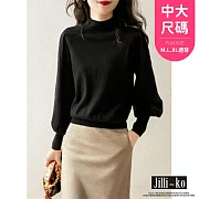 【Jilli~ko】氣質款燈籠袖針織衫 23898  FREE 黑色
