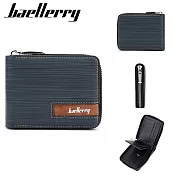 【Baellerry 佰利瑞】4卡仿木紋時尚輕旅零錢包拉鍊短夾(D5109)_25075 _藍色