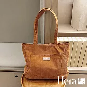 【Hera 赫拉】原宿燈芯絨復古單肩包 H114070703 棕色
