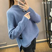 【AMIEE】韓版氣質半高領針織毛衣(KDTQ-A17) FREE 藍色