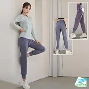 【BODYAIR嚴選】高腰輕彈包腹哈倫褲(瑜珈.運動.慢跑.透氣.舞蹈.運動褲) S 藍