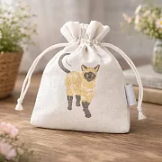 【日本Green House】ito& 刺繡貓咪  萬用束口袋 ‧ 暹羅貓