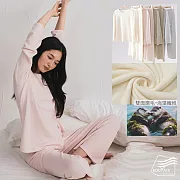 【BODYAIR嚴選】水膚感磨毛絨長袖睡衣套裝(海藻纖維.暖和.家居服.CASUAL) M 粉紅