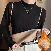 【AnZa】半高領螺紋奧利絨加絨加厚內搭上衣(3色)     FREE 黑色