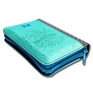 聖經：和合本(綠灰色袖珍型儷皮繽紛花束壓紋紅字拉鍊銀邊精裝)