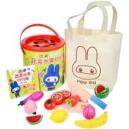忍者兔蔬菜水果切切樂 【24件原木磁性切切組(含8種蔬果、1片砧板、1枝木刀)+收納袋+遊戲說明書】