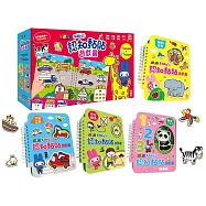 忍者兔 Baby’s 認知黏貼遊戲書【129張重複撕貼魔鬼氈圖卡、4本遊戲書，開心認識動物、交通工具、形狀顏色及數字】