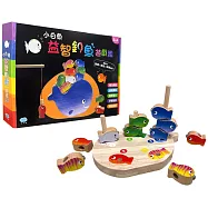 小白魚益智釣魚遊戲組(內附1組遊戲墊+1個大鯨魚底座+1支磁性釣竿+1條穿繩+15隻彩色小魚+5根數數木棍)