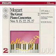Mozart: Great Piano Concertos Vol. 2 No.9,15,22,25,27 / Alfred Brendel & Neville Marriner, Academy of St Martin in the(莫札特 : 偉大鋼琴協奏曲第二集 - No.9,15,22,25,27 / 布蘭德爾 (鋼琴) / 馬利納 (指揮) 聖馬丁室內樂團)