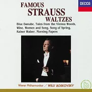 史特勞斯圓舞曲精華：藍色多瑙河、維也納森林的故事、春之聲、皇帝圓舞曲、晨報、女人與歌 / 鮑斯考夫斯基/維也納愛樂(Famous Strauss Waltzes: Blue Danube, Tale from Vienna Woods, Wine, Women and Song, Song of Spring, Kaiser Walzer, etc.)