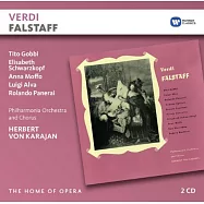 歌劇帝國─威爾第：歌劇《法斯塔夫》全曲 2CD / 戈比〈男中音〉阿爾瓦〈男高音〉帕涅萊〈男中音〉斯帕塔羅〈男高音〉厄爾科拉尼〈男高音〉札卡里亞〈男低音〉舒娃茲柯芙〈女高音〉莫芙〈女高音〉梅里曼〈次女高音〉費朵拉‧巴比埃利〈女低音〉卡拉揚(Verdi: Falstaff 2CD / Karajan/Philharmonia, Gobbi, Schwarzkopf, Moffo, Alva, Panerai)
