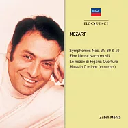 祖賓梅塔莫札特錄音全集 (世界首度CD發行)(Zubin Mehta / Mozart: Symphonies Nos. 34, 39, 40; Eine kleine Nachtmusik (2CD))